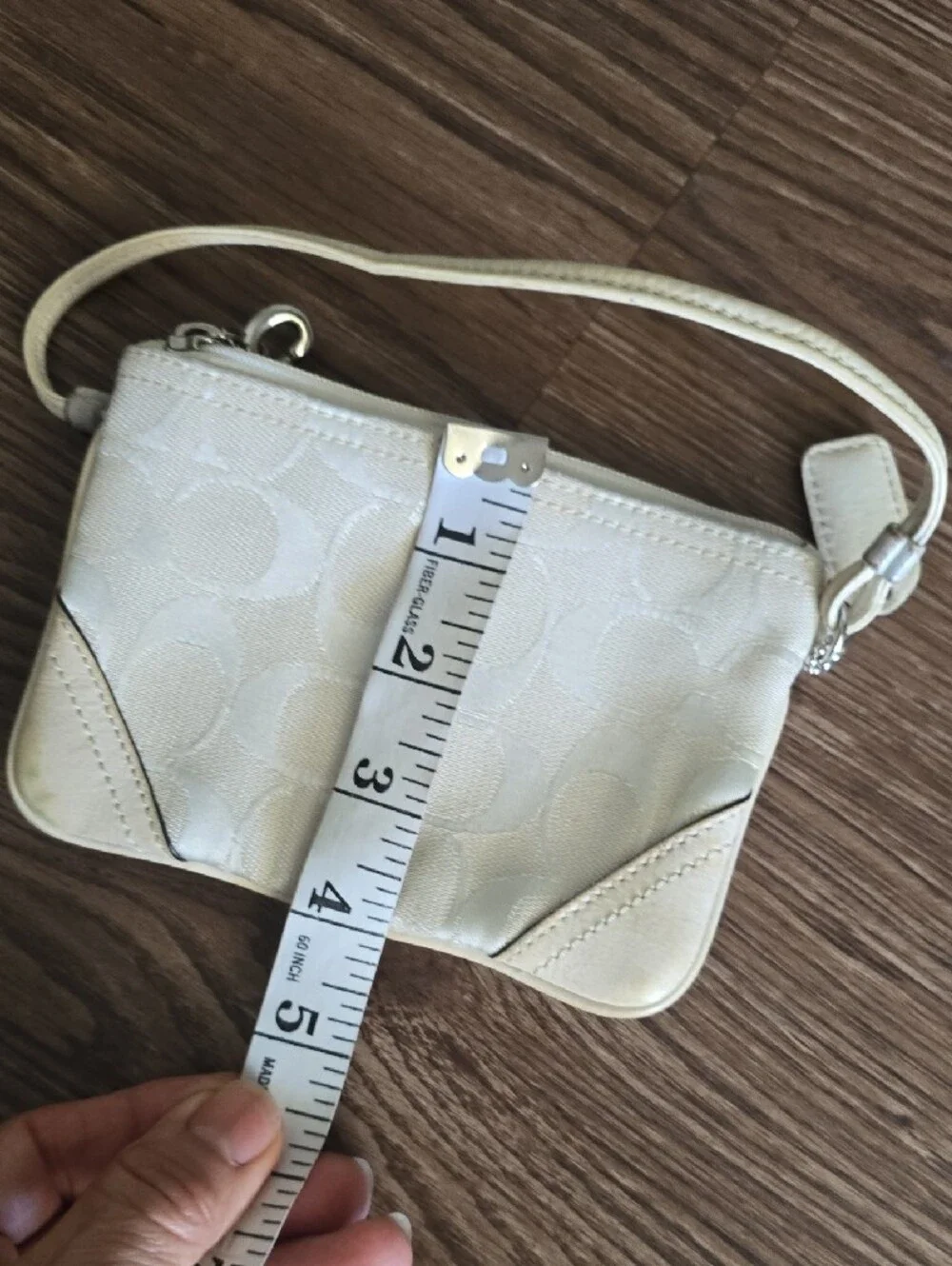 Coach Cream Signature Wristlet Clutch